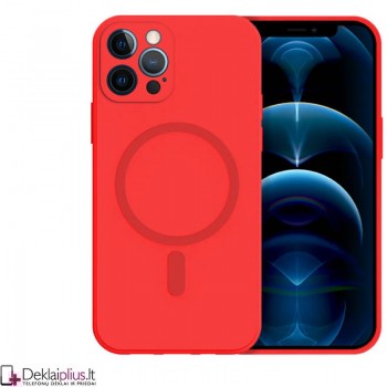 Švelnus silikoninis dėklas su magsafe - raudonas (telefonui Apple Iphone 12 Pro Max)